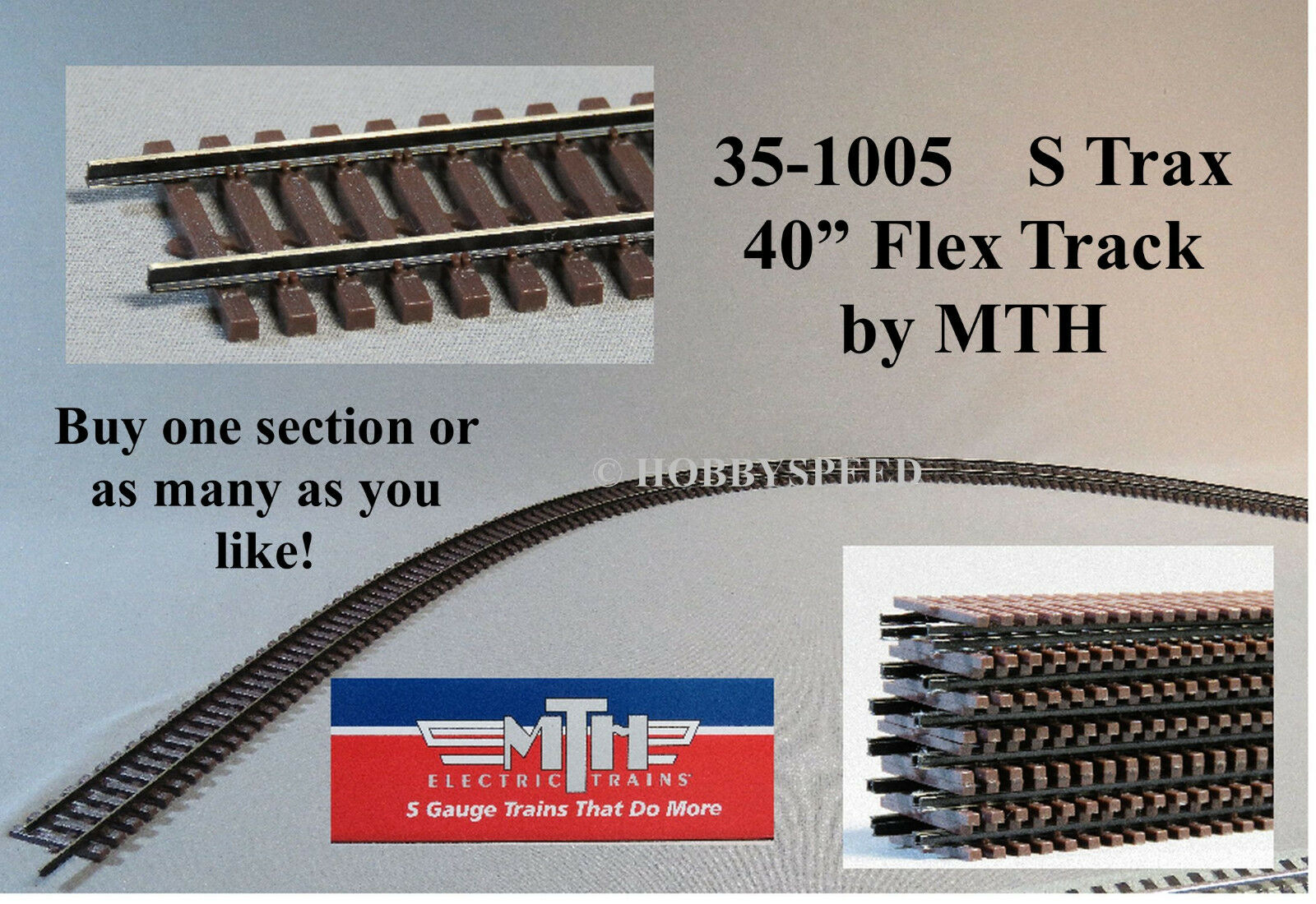 Mth 40" Flex Track S Gauge Train Track Metal 155# Code 125 Solid Nickel 35-1005