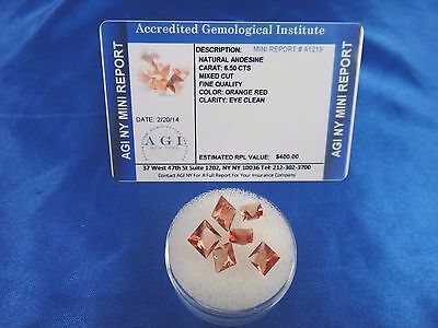 Natural Orange Red Andesine Lot 6.50 Cts Certified Appraisal $400 Agi An09