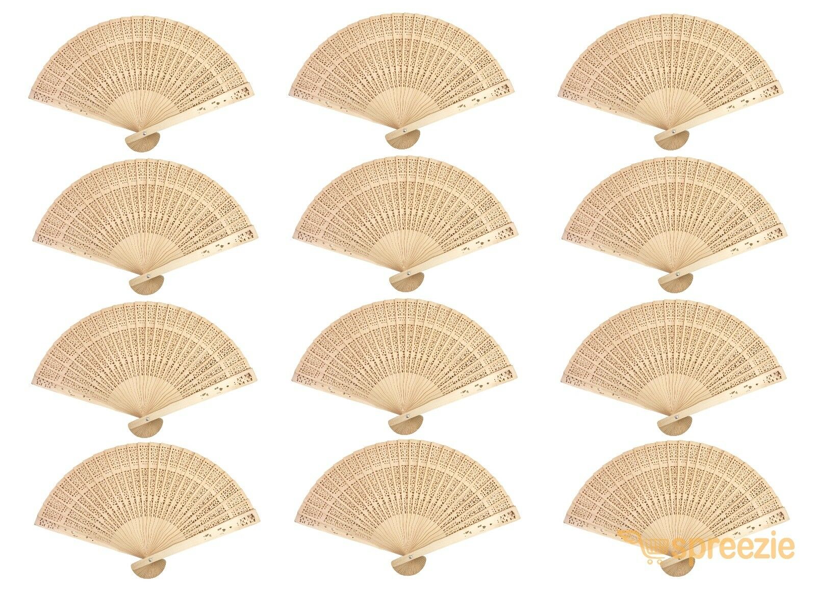 12 Pack Chinese Sandalwood Style Wooden Hand Fans Bridal Favor Wedding Decor New
